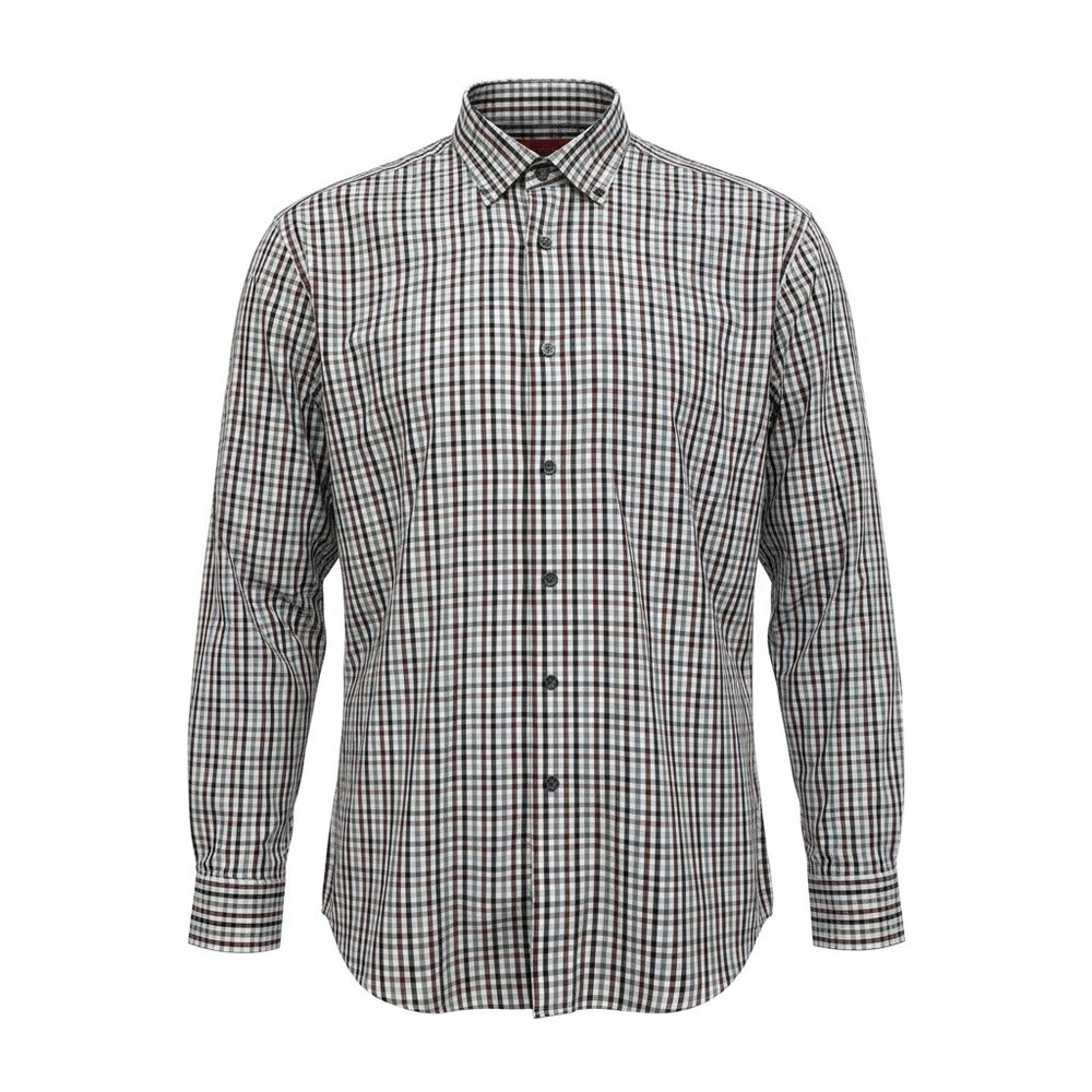 Alfani Mens Plaid Button Down Shirt M Red Black Long Sleeve‎ Casual
